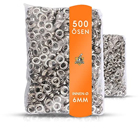 Meisterfaktur 500 Ösen - Passend für die Meisterfaktur Ösenzange - Ideal für Stoffe, Segeltücher, Vorhänge, Planen und Banner (6mm)