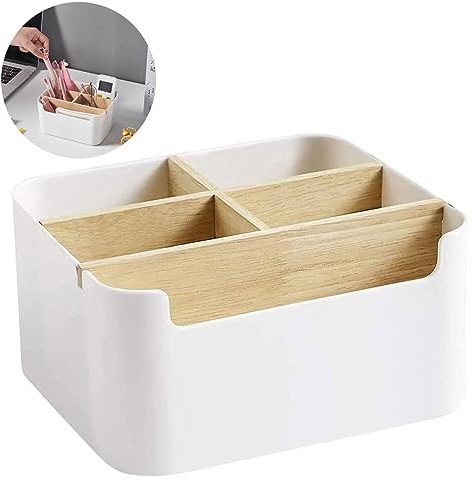 Giugio Organisateur de bureau, organiseur bureau Multifonctionnel avec 5 Compartiments et 2 Tiroirs, Rangement en Plastique, Porte Stylo pour Maison, École et Bureau