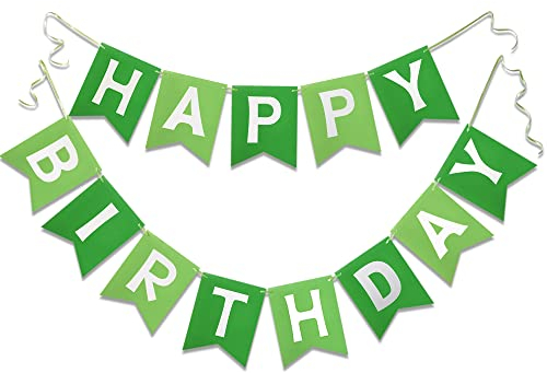 TOYVENTURES Happy Birthday Banner - Dark and Light Green