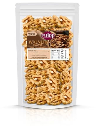 Rulop Walnuts Halves - California Walnuts - Premium Quality, Resealable Pouch, Nutrient-Rich (1kg)