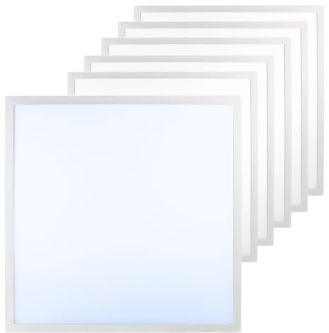 ENOVALITE 6x LED-Panel 62x62cm Deckenleuchte stromsparend 21W 4200lm 200lm/W - 6000K Kaltweiß - blendfrei UGR<19 - Backlit - inkl. Netzteil - Rasterleuchte Büro