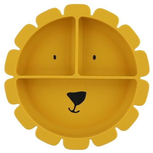 Trixie Silikonunterteilter Saugnapfteller - Mr. Lion - Baby- & Kleinkindteller mit starkem Saugfuß - rutschfest, mikrowellen- & spülmaschinenfest - perfekt für Baby-LED Entwöhnung & Portionskontrolle