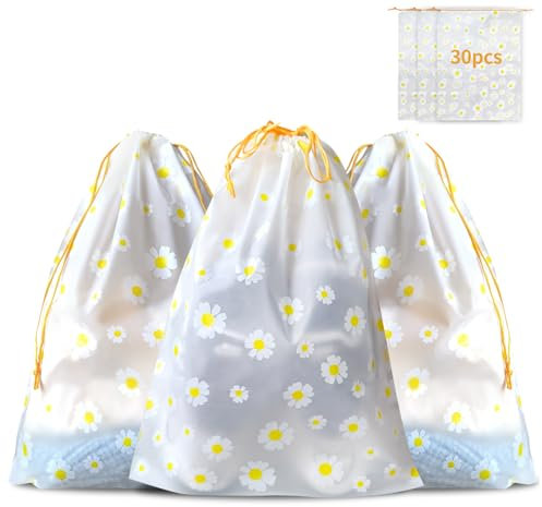 30PCS Sac de Rangement Vetement Voyage, 30x40CM Sac Organiseur de Bagage Transparent, Réutilisables Sac à Chaussures Étanche Givré avec Cordon pour Costume Jouets Maquillage