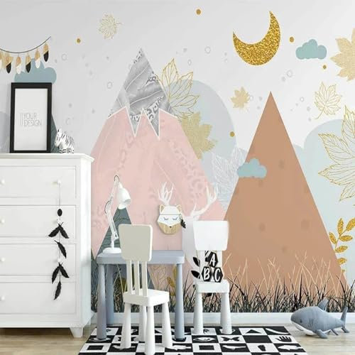 MIXUEXUNLU Mural Wallpaper Cartoon Cloud Nordic Abstract Mountain Children's Room Bedroom Decor Background Wall Decor
