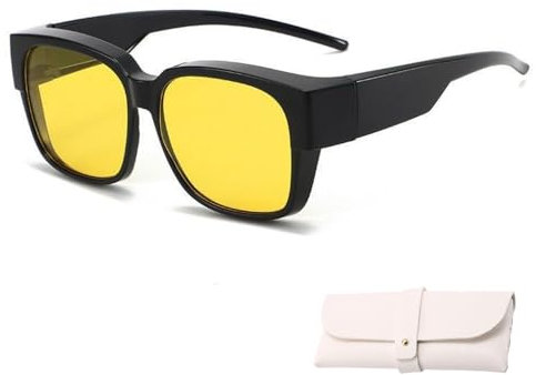 TTPSRY Occhiali Visione Notturna Polarizzati Sovrapponibili Lenti Gialle Quadrati Custodia Inclusa
