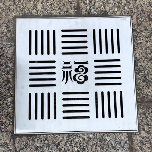 304 Stainless Steel Drain Covers - Outdoor Square Grate Removable Shower Channel Floor Drain Rain Gutter Base Yard Sewer Strainers (20cm x 20cm 7.87 x 7.87)