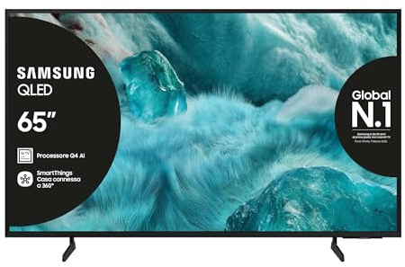 Samsung QLED 4K Vision AI Smart TV 65'' QE65Q7F5AUXZT, Q4 AI Processor, 4K Upscaling, 100% di Volume Colore con Quantum Dot, Knox Security, PACCHETTO INTRATTENIMENTO, 2025