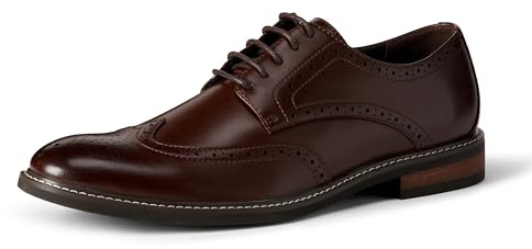 Amazon Essentials Wingtip Derby Dress Shoes, Cognac, 40