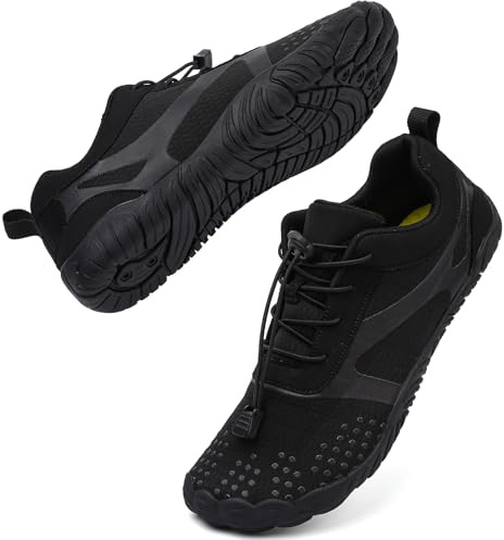 DimaiGlobal Scarpe Barefoot Minimaliste Uomo Donna Scarpe da Trail Running Outdoor e Indoor Antiscivolo Multisport Scarpe a Piedi Nudi Comode e Leggere Calzature da Escursionismo 42EU Nero