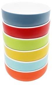 Set di 6 ciotole e piatti in melamina colorata Macaron per salse, salse, snack e dessert, in stile nordico, piatti da portata rotondi leggeri e resistenti per l'uso quotidiano (ciotole 11 cm x 4,5 cm)