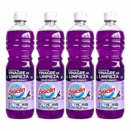 Disclin Limpiador Multiusos con Vinagre y Detergente Lavanda 1 L | Pack de 4 Unidades | RASMACOR