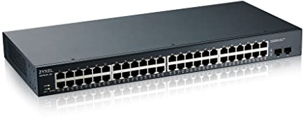 Zyxel 48-Port Gigabit Switch | Smart Managed | Rackmount | 2 SFP Ports | VLAN, IGMP, QoS | Network Ethernet Hub [GS1900-48]