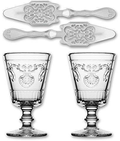 2X La Rochere Absinth Glas Versailles 200ml + 2X Absinth Löffel Antique