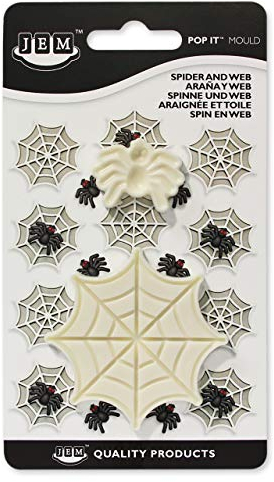 PME Pop It 1102EP022 - Stampo a forma di ragno e ragnatela per decorazione torte, 1,4 x 9,1 x 16 cm, 2 pezzi, colore: Avorio