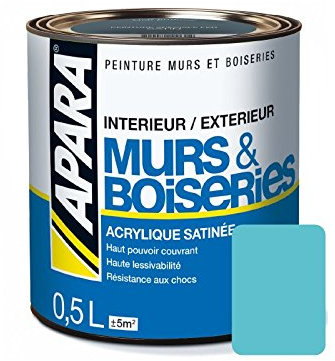 Peinture intérieure couleur, acrylique satinée 0.5 litre Bleu turquoise