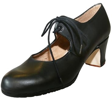 Menkes Flamenco Shoes Dance, Model Sevilla, Woman, Leather, with Nails, (Negro, US Footwear Size System, Adult, Women, Numeric, Medium, 8.5)