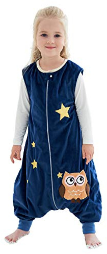 COOKY.D Unisex Sleeveless Newborn Baby Boys Girls Zip Sleeping Bag with Feet Cute Kids Nursery Bedding Wearable Blanket, 5-6 Years, Dark Blue Owl