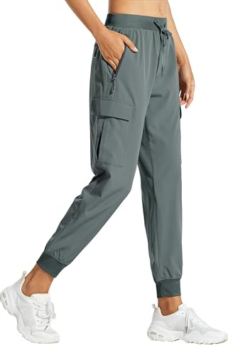 Libin Damen Cargohose Jogginghose Leichter Trekkinghose Wanderhose Schnelltrocken Wasserdicht Outdoorhose Sportlich Freizeit Reise, Metropole Grau, S