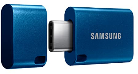 Samsung Type-C USB Flash Drive, 128GB, Transfers 4GB Files in 11 Secs w/Up to 400MB/s USB 3.2 Gen 1 Read Speeds, Compatible w/USB 3.0/2.0, Waterproof, 2022, Blue, MUF-128DA/AM