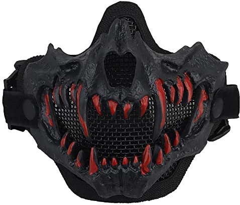 WarmHeartting Fangs Mask Breathable Airsoft Mask Half Face for Paintball Military Tactical Halloween Cosplay