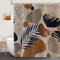 Duschvorhang Boho 180x200 cm, ASDCXZ Mid Century Abstrakt Kunst Palm Blätter Braun Bad Duschvorhange Waschbare Polyester Textil Wasserdichte Duschvorhang für Badewanne mit 12 Duschvorhang Haken