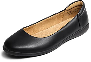 DREAM PAIRS Women’s Comfortable Ballet Shoes with Arch Support, Ladies' Dressy Work Flats, Round Toe Slip on Office Shoes ,Size 7,BLACK,SDFA2312W