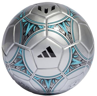 adidas Unisex Ball (Foam Core) Messi Mini, Silver Met./Core Black/Bliss Blue, IA0968, 1