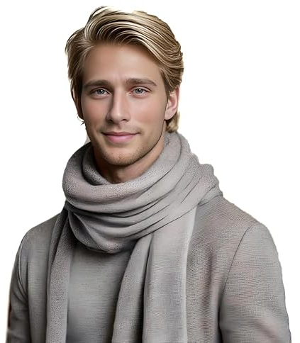 LA FERANI Herren Kaschmir Schal Frühling 185x65 Kaschmirschal Grau Casual Style Pashmina geschmeidig elegant Wollschal Wolle Uni Farbe Herrenschal S2 (Rein Grau)