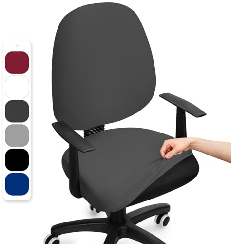 BalladHome Coprisedia Ufficio Elasticizzato Coprisedia da Computer Ufficio Universale Split Coprisedie Girevole Lavabile Rimovibile Fodera per Sedia da Computer (Grigio, 2Pezzi)-F