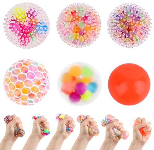 VMUTGA 6 Pièces Balle Anti-Stress, Enfants Adultes Boules Anti-Stress, Fidget Toys Anti Stress, Squeeze Boules à Presser pour Réduit l'anxiété et Améliore la Concentration