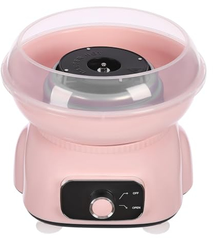 Zuckerwattemaschine Set, 500W ElektrischeZuckerwatte Maschine mit 10 Bambus-Stäbchen & Plastikstab für weißen Zucker, Farbigen Zucker, Würfelzucker unb Feinen Puderzucker, Rosa