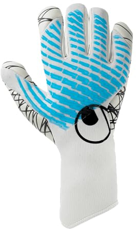 uhlsport Gants de Gardien de But de Football Fangmaschine Cybertec - Ultragrip HN, 8.5, Blanc/Cyber Bleu/Noir
