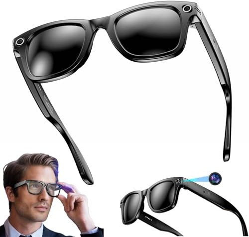 AI Occhiali Con Fotocamera Intelligente, Fotocamera E Altoparlante Da 2MP, Per Video HD 720P E Audio Immersivo, Occhiali Da Sole Intelligenti Multifunzionali, Chat GPT Bluetooth(Nero)