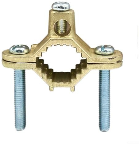 Zilimontt Set di morsetti a terra, morsetti per tubi in lega di rame, 1/2-1 pollici, gamma di cavi #10-#2, raccordo per condotto in metallo per tubi dell'acqua, collegamento in acciaio (1 pezzo)