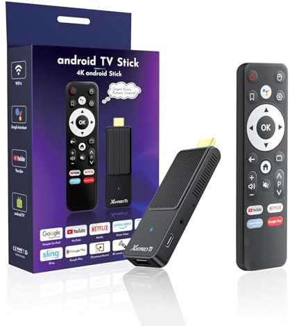 Ultra HD Android TV Stick 14.0, 4K TV Stick Box 2GB RAM 16GB ROM RK3518 CPU, Admite WiFi 6 2.4/5GHz, Bluetooth 5.0 HDR10 Smart TV Stick Android Incluye Mando a Distancia por Voz Bluetooth 2026 Negro