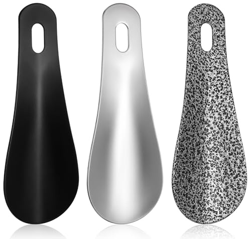 SHENLIU 3 calzadores pequeños, 10 cm, mini calzador de metal, para viajes, mini calzador con soporte de pared, acero inoxidable, para vestirse, para hombres, mujeres, personas mayores
