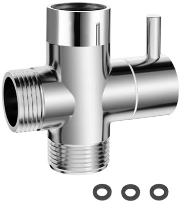 Válvula desviadora de latón de tres vías de entrada hembra de 1,27 cm a salida macho de 1,27 cm, interruptor de flujo de agua para cabezales de ducha de mano y fijos