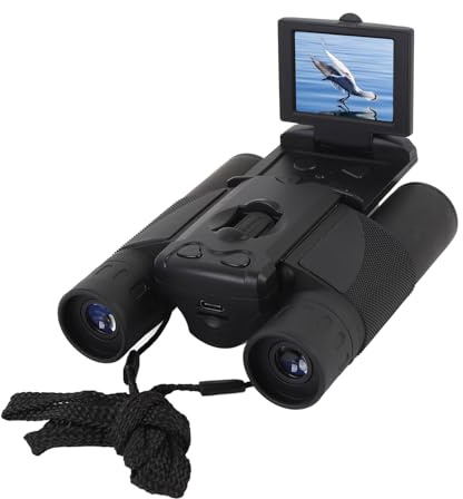 LUCKDANO Cámara de Binoculares Digitales HD de 48MP 2.5K Zoom 8X Lentes Gran Angular Duales de 25 Mm con Pantalla a Color de 2 Pulgadas para Observación de Aves Observación de Vida (Black)