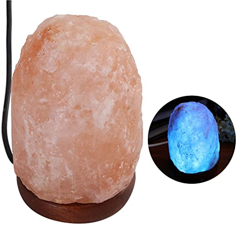 Aramox Himalayasaltlampa, Kristallsaltlampa med USB-ström LED Färgskiftande Ljus, Naturlig Kristallsaltgruva och trä, Nattlampa Vid Sängkanten för Hemmakontoret i Sovrummet