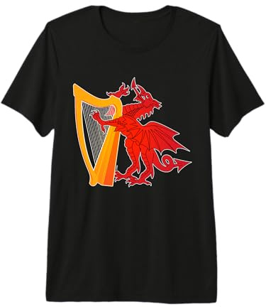 Pays de Galles Dragon et Harpe Gallois Fier Harpiste Fierté T-Shirt Haut de Gamme