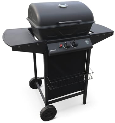 sweeek - Barbacoa de gas de 2 quemadores, Aramis, Negro