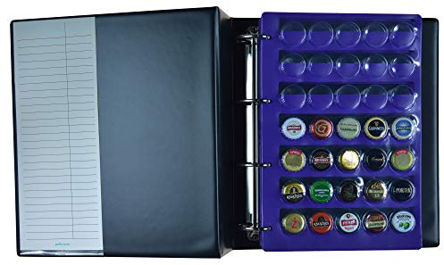 PELLER'S XL Beer Cap & Champagne Collection Album - Holds 210 Caps, crown caps, 4-Ring Binder, Soft Touch Material, Spine & Internal pocket