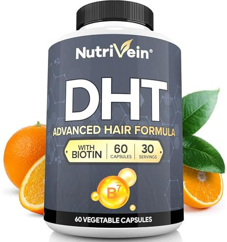 Nutrivein Premium DHT Blocker for Men & Women - with Biotin - 30 Day Supply (60 Caps): Hair Supplements for Men & Women of All Ages - for A Great Head of Hair