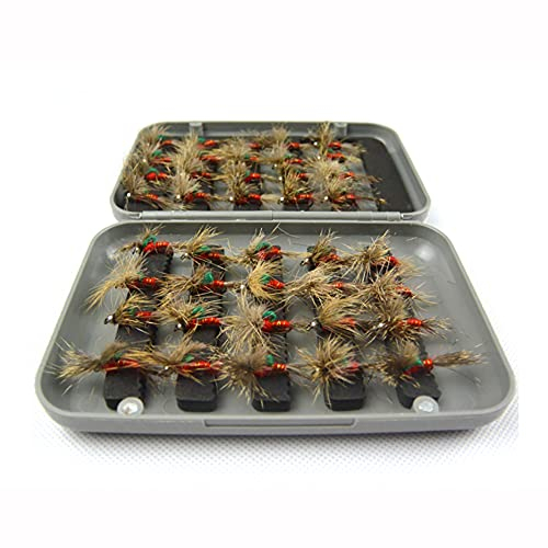 ANCLLO Fliegenfischen-Fliegen-Set mit wasserdichter Fliegenbox zum Forellenangeln, 40 Stück