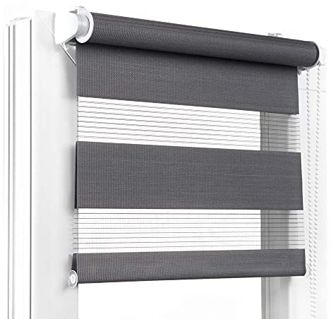 Fenster DEKOR - Rollos für Fenster Dunkelgrau - Klemmfix Rollo ohne Bohren B85 x H120 cm - Doppelrollo mit Einer Breiten Auswahl an Größen und Farben - Blickdichte Rollos, einfach zu montieren