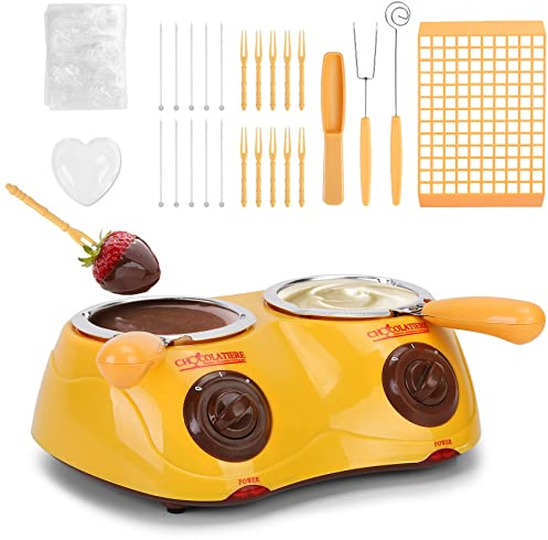 Outamateur Chocolate Melting Pot Electric Chocolate Fondue Mini Fondue Candy Maker with Double Melting Pot for Milk Chocolate,Cheese,Butter,Candy