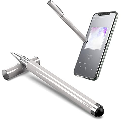 N NEWTOP Penna Capacitiva GD09 Universale 2in1 Stilo Pennino Scrivere Nera Tappo e Punta in Gomma Touch Screen e Vari Colori per Monitor Display Schermi Tablet Smartphone Cellulare Domotica (Grigio)
