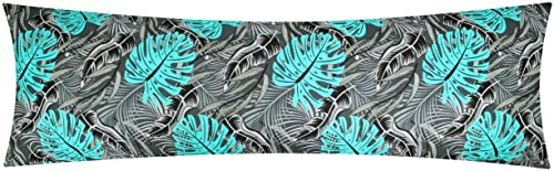Renforcé Seitenschläferkissen Bezug 40x145cm - Blätter Geblümt - 100% Baumwolle Kissenbezug Kissenhülle (KY-630/1)