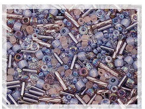 10g of TOHO Mix - Small Rocailles, Seed Beads and Bugles, Japan, Mix Lavender (Like 3216 - Kimono Lilac)