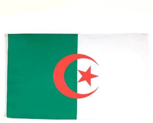 AZ FLAG - Drapeau Algérie - 150x90 cm en Polyester - Drapeau Algérien Avec Oeillets en Laiton Intégrés - 80g